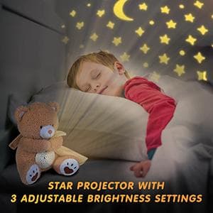 BEREST Baby Sleep Soother Bear, Mom's Heartbeat & Lullabies White Noise Machine, Nursery Decor Night Light Projector, Toddler Crib Sleeping Aid, Newborns Shower Gifts Portable Teddy
