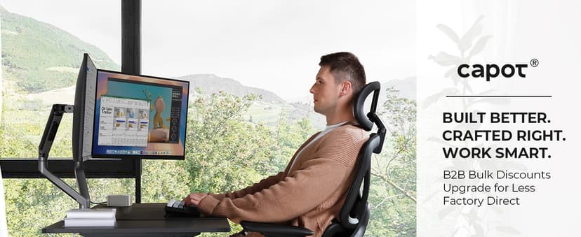 CAPOT Ergonomic Mesh Office Chair, Adjustable Lumbar High Back Desk Chair 400lbs, 4D Flip-up Arms, 3-Level Tilt Backrest, 3D Headrest, PU Wheels, Swivel Rolling Computer Seating for Long Desk Work