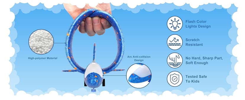 Fuwidvia 3 Pack Airplane Launcher Toys, 13.2'' LED Foam Glider Plane Toy for Boys, 2 Flight Modes Outdoor Flying Toys Birthday Gifts for Boys Girls 4 5 6 7 8 9 10 11 12 Year Old (Blue&Green&Orange)