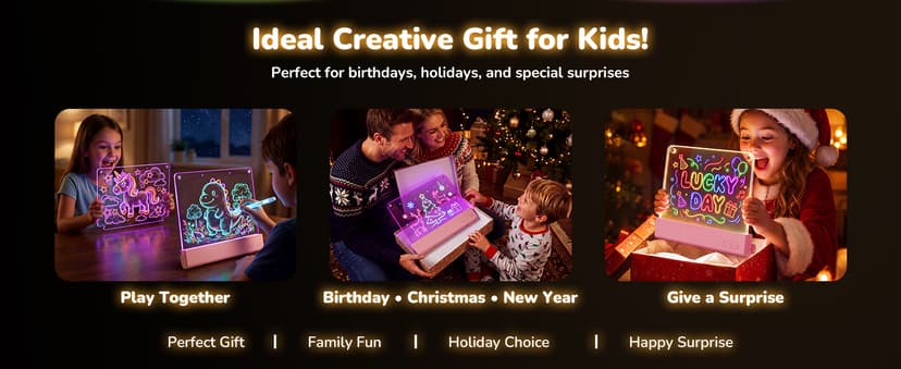 Rechargeable Light up drawing board with 15 Light Effects,Scratch Resistant Easy Clean Panel,Birthday Gift for Kids Age 3-12 16" Led Drawing Board for Kids with Dual Panels - 【2026 New】 B0HJBWNWVW