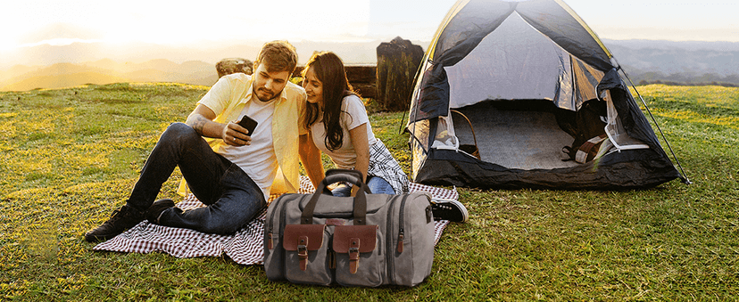 Wildroad Waxed Canvas Duffle Bag - 50L Waterproof Weekender Overnight Travel Bag