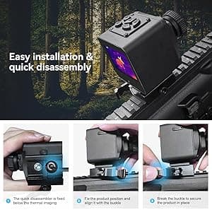 Thermal Imaging Night Vision Scope for Hunting – 320 * 240 Resolution Infrared Thermal Scope with Crosshair & Red Laser Aiming, Waterproof, 3X Zoom, Long Battery Life, Fits 21mm Rail
