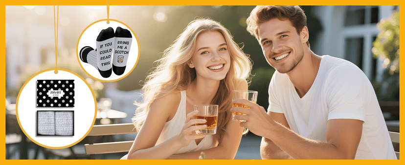 Zmart Drink Gifts for Men - Scotch Whiskey Socks for Drink Lovers, Beer Coffee Gifts
