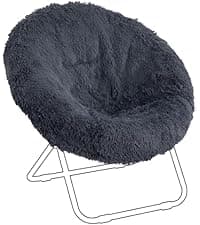 HOMBYS Fluffy Shaggy Cover for Papasan Chair Cushion, Plush Faux Fur Slipcover ONLY, (Without Cushion) Removable Soft Papasan Cushion Covers with 8 Ties, (Sage Green, 55"x55")