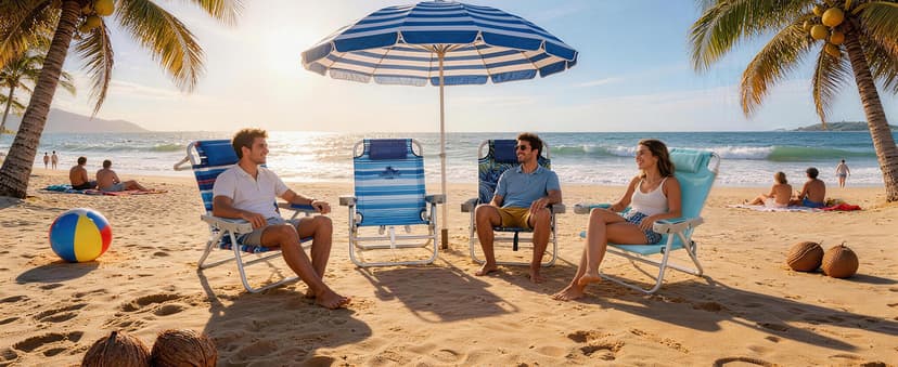 SUNNYFEEL Extra Wide Low Beach Chair 5 Position Lay Flat 500 LBS Heavy Duty, XL Oversized Portable Folding Camping Chairs with Cup Holder for Outdoor/Trip, Lightweight Backpack Beach Chair for Adults