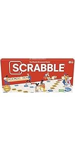 Hasbro Gaming Scrabble Board Game, Classic Word Games for Kids Ages 8 and Up, Fun Family Game for 2-4 Players, The Classic Crossword Game