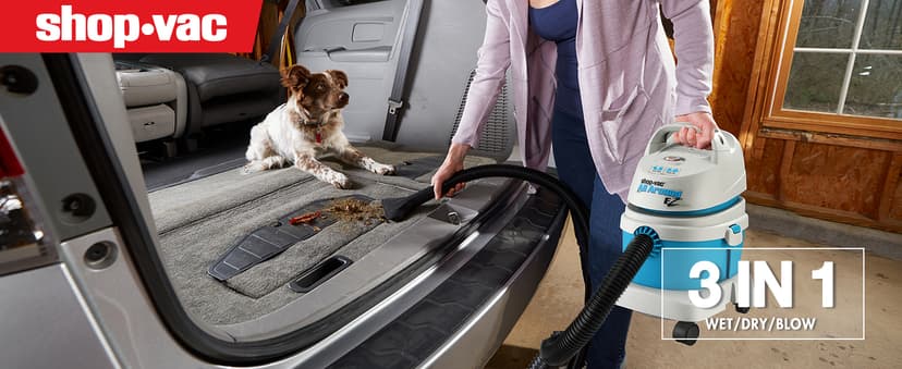 Shop-Vac 1.5 Gallon 2.0 Peak HP All Around EZ Wet/Dry Vacuum, Portable Compact Shop Vacuum, 3 in 1 Function with Wall Bracket & Multifunctional Attachments for Home, Apartment, Vehicles, 5895100