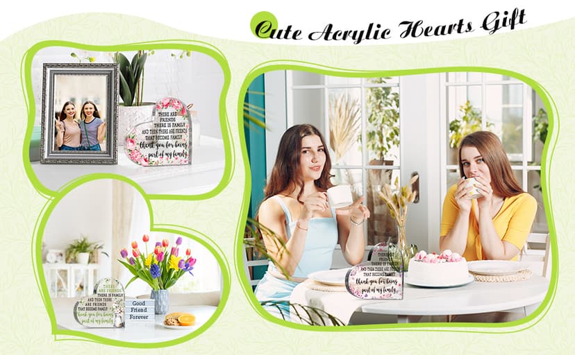 Christmas Friendship Gift for Women Girls Going Away Best Friend Birthday Gifts Friend Acrylic Plaque for Coworker Retirement Christmas Keepsake Decor(Heart)