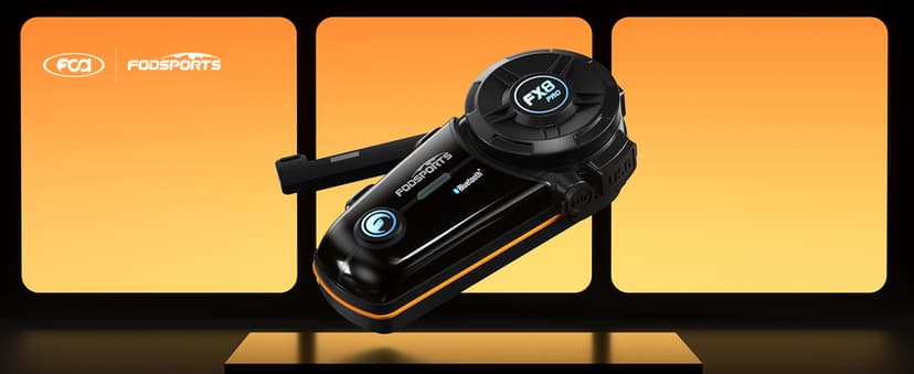 Fodsports FX8 PRO Motorcycle Bluetooth Intercom, 10-Rider Group Helmet Communication System, Music Sharing, Universal Wireless Interphone(APP/Waterproof/Stereo Music/GPS/2 Mics) (Double Pack)