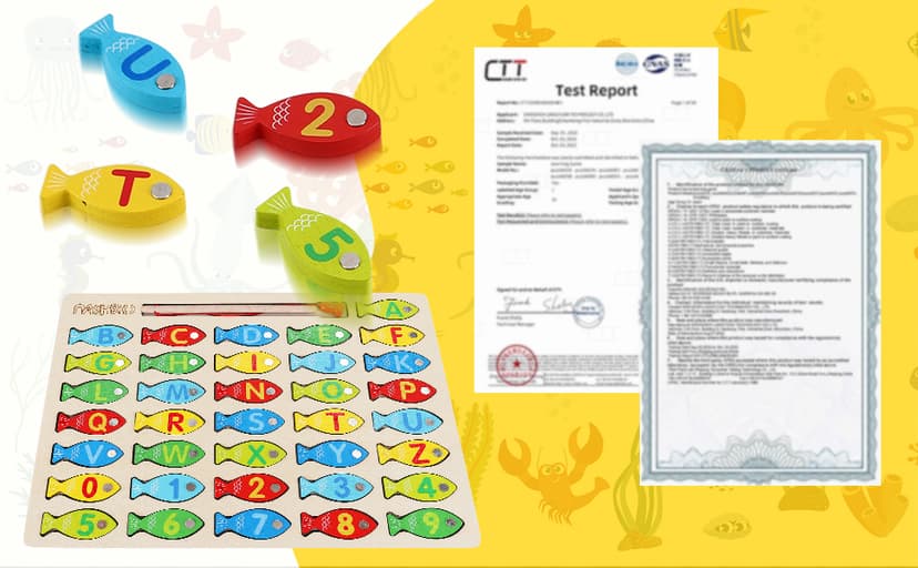 Magnetic Wooden Fishing Game Toy for Preschoolers, Alphabet Fish Catching Counting Games Puzzle with Numbers and Letters, Preschool Learning ABC and Math Educational Toys for 3 4 5 Years Old Kids B08JLSR6RN