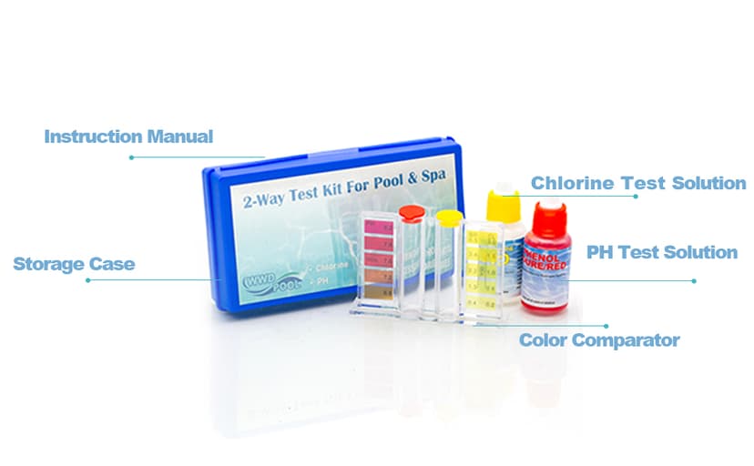 WWD POOL Swimming Pool Spa Water Chemical Test Kit for Chlorine and Ph Test (2 Way Test Kit)