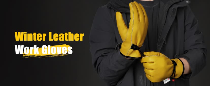 DULFINE Winter Leather Work Gloves for Men and Women,3M Thinsulate Lining for Cold Weather Work, Thermal Insulated Gloves