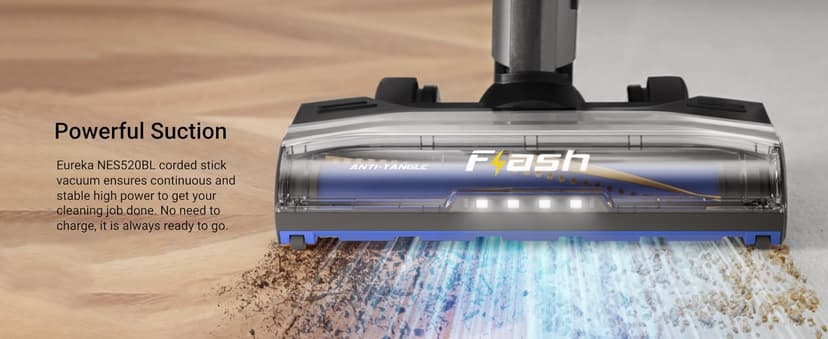 Eureka Corded Stick Vacuum Cleaner for Home Pet Hair, Lightweight Vacuum Cleaner with Powerful Suction for Carpet Tile and Hard Floor, Blue, NES520BL 2-in-1 Flash Handheld Vac