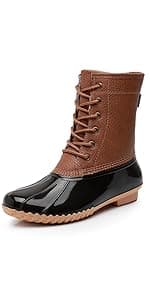 GAWBAW Flat Duck Shoes for Women - Slip On Waterproof Winter Ankle Rain Boots Short Garden Shoes