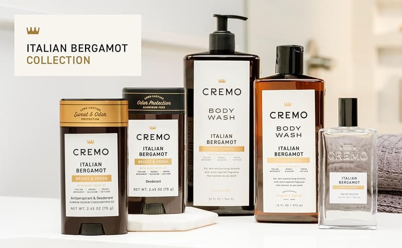 Cremo Body Wash Men, Notes of Italian Bergamot, Neroli Blossom, and Fresh Vetiver, Rich-Lathering Italian Bergamot, 16 Fl Oz