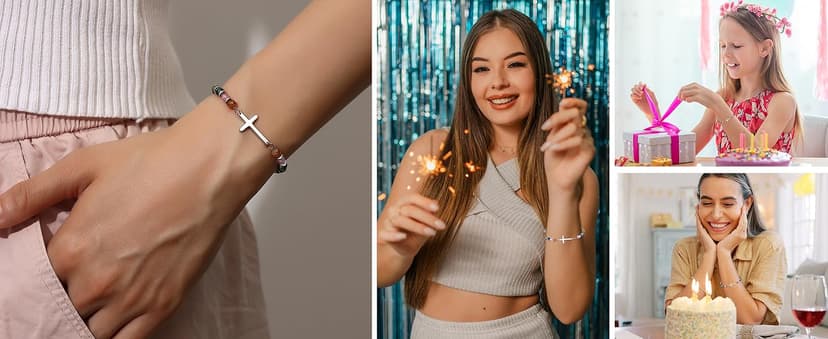 TONY & SANDY Christian Cross Bracelet for Women, Stocking Stuffers for Women, Confirmation Baptism Easter Gifts, Unique Gift for Friends Daughter Mom Sister in Christ on Birthday Christmas