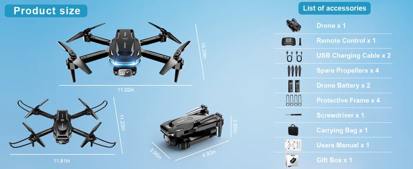 Drone with Camera - Drone with Screen on Controller for Beginners, Foldable Remote Control Quadcopter with Gesture Control, 3D Flip, One Key Start, Emergency Stop, 2 Batteries, Easier to use