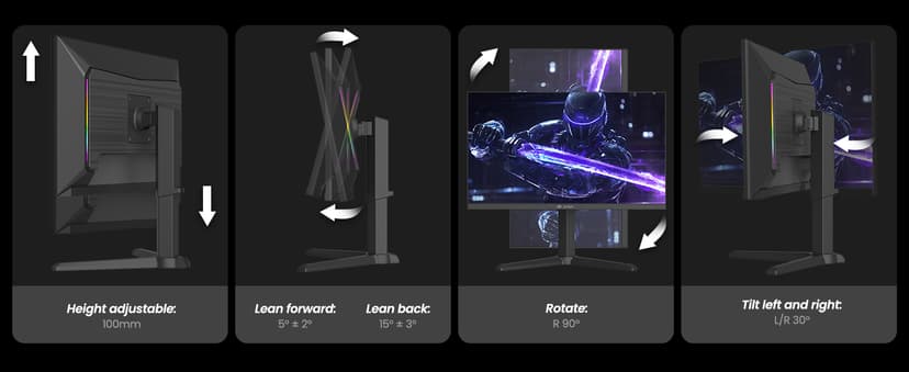CRUA 27” 540Hz Gaming Monitor, IPS FHD(1920x1080P), AMD FreeSync, 120% sRGB, Height/Pivot/Rotating/Tilt Adjustable Vertical Monitor, HDMI 2.1 + DP 1.4, Wall Mount Install-Black