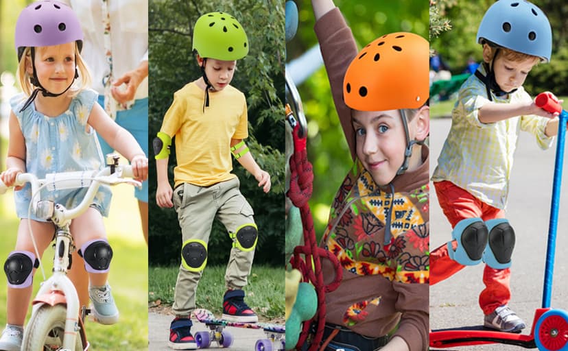 FOOKCIAN Kids Helmet,Toddler Skateboard Helmets for Ages 2-3-5-8-14 Years Boys Girls with Knee and Elbow Pads Wrist Guards fit Roller Skates,Skateboarding,Skating Scooter Adjustable Kids Helmet