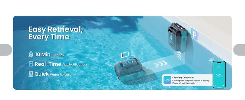 AIPER Scuba V3 AI Vision Cordless Robotic Pool Cleaner, Include Wireless Charging Dock, Smart Waterline Parking & Featherlight Design, Micromesh Multi-Layer Filtration, Blue