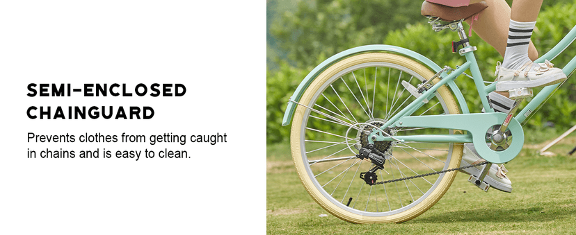 Glerc 20 24 26 Inch Beach Cruiser Bike, 6-Speed Hybrid City Bicycle for Girls Youth and Over 6 Years Old, Missy Bike with Wicker Basket & Lightweight, Multiple Colors