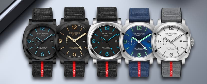 SEAKOSS GMT Watches for Men Automatic 45MM Date 10ATM Waterproof Seagull ST2557 Movement Luminous Stainless Steel Sapphire Glass Mechanical Wristwatches S8441