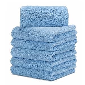 CARCAREZ Microfiber Towels for Cars, Car Drying Wash Detailing Buffing Polishing Towel with Plush Edgeless Microfiber Cloth, 450 GSM 16x16 in. Pack of 6