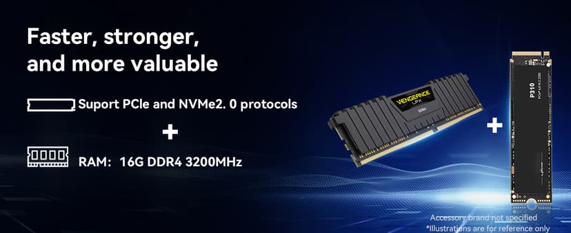 YAWYORE Gaming PC Desktop Computer AMD Ryzen 5 5600GT,16GB DDR4 3200MHz,1TB M.2 NVMe PCle,550W 80PLUS PSU,WiFi,Game Design Office Console,Sea View Room, Towers Prebuilt PC (Black)