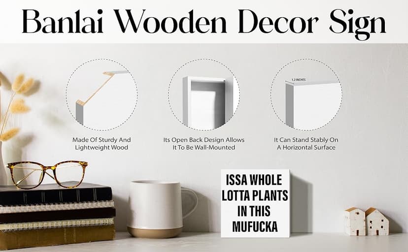Plant Lover Decor Wooden Box Sign, Plant Garden Gardening Desk Decoration Home Office Kitchen Decor, Whole Lotta Plants, Gardening Gardener Plant Lover Gifts for Men Mom Women B0CXPCXLFL