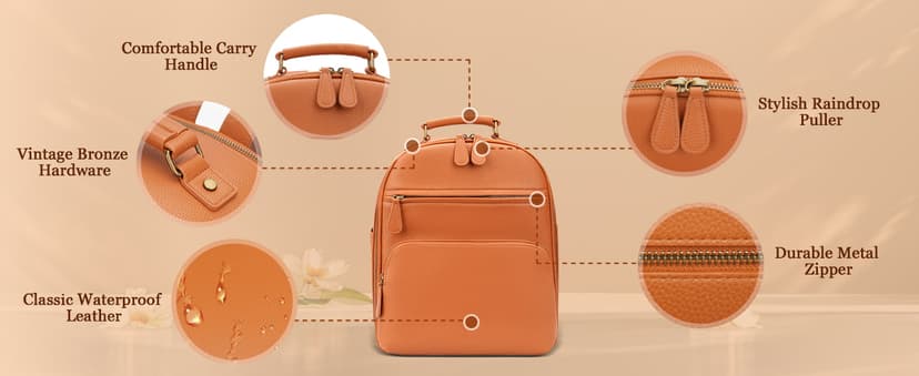 Divvia Small Camera Backpack, Classic PU Leather for DSLR, Professional Camera Bag for Photographers with 11 Inch Pad/Tablet Compartment, 10L Brown