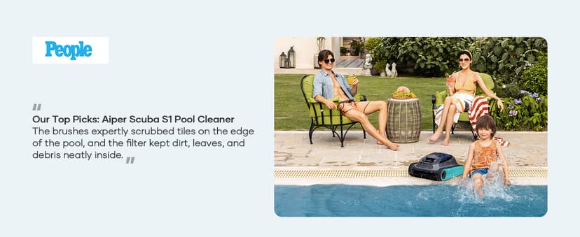 (2025 Upgrade) Aiper Scuba S1 Robotic Pool Cleaner, Wall & Waterline Cleaning, Double Filtration, Extended 180-Min Battery Life, Smart Navigation, App Support, OTA Upgrade