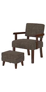 FAGAGA Accent Chair Set of 2 with Table, Living Room Chairs with Soft Seat and Armrests for Living Room Bedroom Reading Room Waiting Room, Grey (AC01)