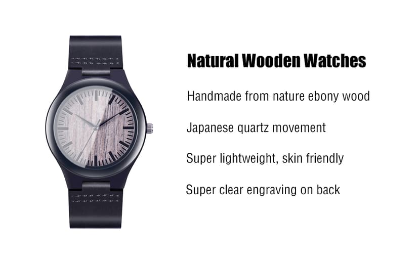 UMIPHIMAT Engraved Wooden Watches for Men - Customized Wood Wrist Watches for Husband Boyfriend Dad Son