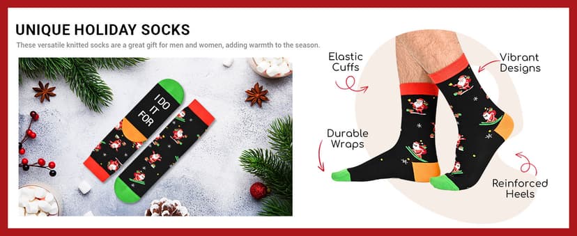 Christmas Gifts Stocking Socks - Xmas Stocking Stuffers for Men Women Secret Santa Gifts for Men Women
