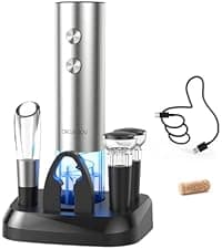 CIRCLE JOY Rechargeable Wine Opener Electric Wine Bottle Opener 7-in-1 Wine Gift Set with Electric Vacuum Pump, Charging Station, Foil Cutter, Wine Aerator Pourer and 2 Wine Stoppers