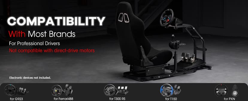 Dardoo G29 Racing Simulator Cockpit with Adjustable Race Seat Fit for Logitech G920 G923, for Thrustmaster T150 T300RS GT Racing Steering Wheel Stand, Not Included Wheel Shifter and Pedals