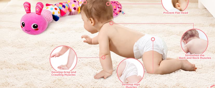 KMUYSL Baby Toys 0-6 6-12 Months, Sensory Music Animal Stuffed Toy for 0 1 2 3 4 5 6+ Months, Plush Toy with Crinkle and Rattles for Infant Newborn, Tummy Time Toys Gifts for 0-3-6-12 Month