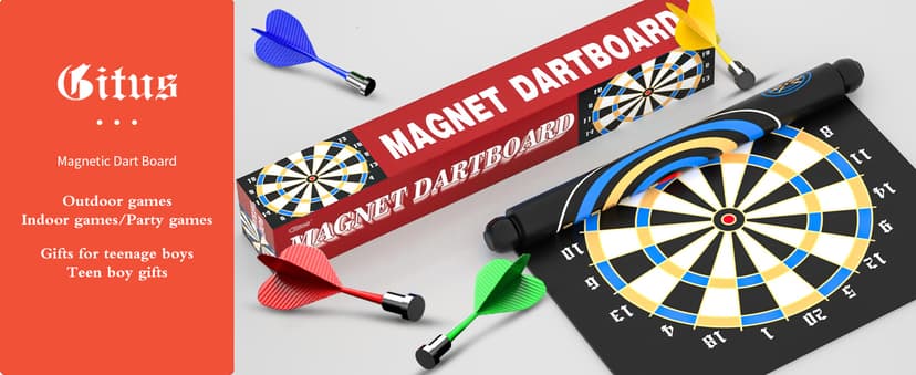 Gitus Magnetic Dart Board Indoor Outdoor Games for Kids with 12 Darts, Gifts for Teenage Boys Teen Boy Gift Ideas Gifts for Boys 8 9 10 11 12 13 14 Years Old Game Room Decor