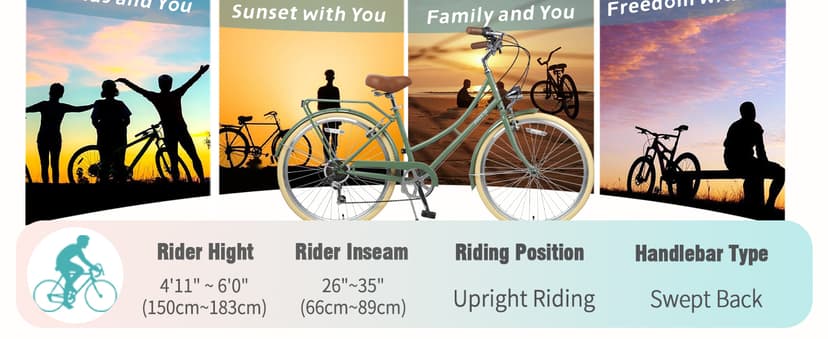 AVASTA Vela Hybrid Bike for Adult Women Female Lightweight Step Through 26 Inch High Tensile Steel Frame City Commuter Comfort Lady Bicycle, 6-Speed, Multiple Colors