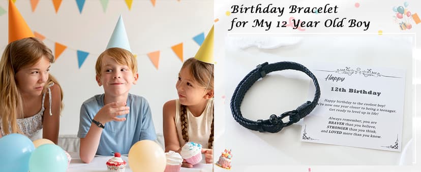 Sereney 9 10 11 12 13 15 16 18 21 30 40 50 60 Year Old Birthday Gifts for Him Boys, Handmade Triple Protection Bracelets as Adjustable National Boyfriend Day Bracelets for Boys Son Grandson Dad Man