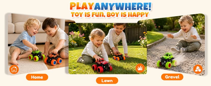 4 Pack Monster Trucks Toys for Boys 2 3 4 5 6 7 Year Old, Friction Powered Pull Back Car Toys for Toddlers Kids Ages 3-5 2-4 4-7, Best Birthday Christmas Party Gift for Boys and Toddlers B07SRZ87DF