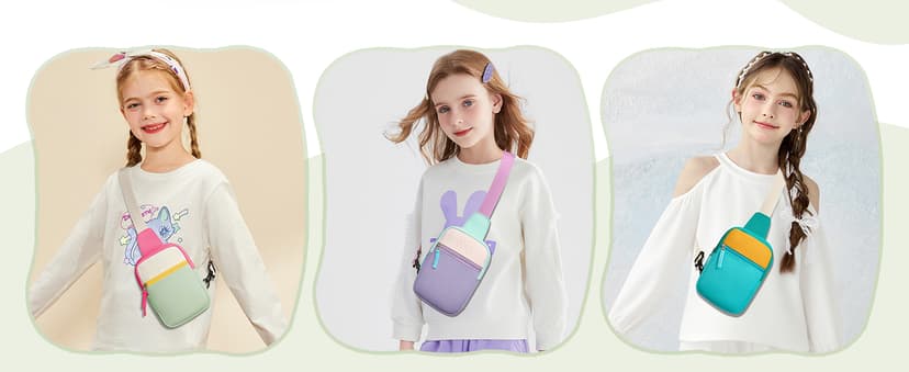 Preppy Kids Crossbody Sling Bag Purse, Halloween Boo Basket Christmas Stocking Stuffers Gifts for Kids Tween Girls Fashion Birthday Gifts for 8 9 10 11 12 Year Old Teen Girls Trendy Stuff Fanny Pack B0DJJK7S15