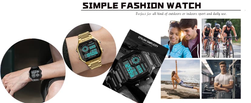 FANMIS Men's Luxury Digital Quartz Waterproof Wrist Watches Dual Time Countdown Alarm Stopwatch Backlight Multi-Function Watch