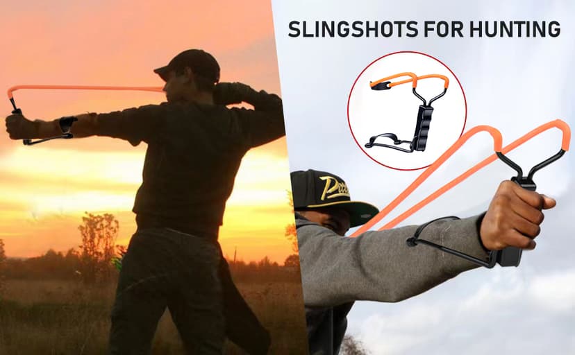Professional Slingshot Set for Adults - A Simple but Powerful Hunting and Shooting Slingshot with a Sturdy Sling Shot Bow, 2 Packs of Slingshot Ammo, and a Slingshot Band.