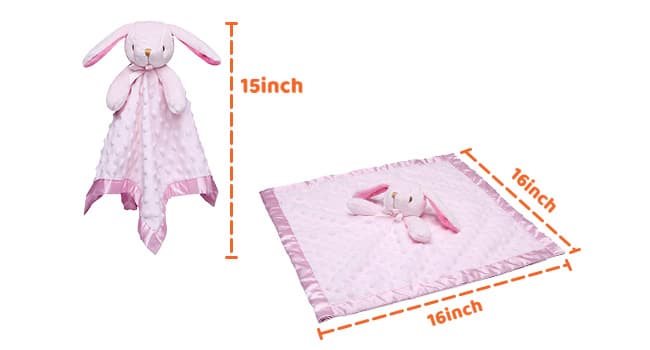 Pro Goleem Loveys for Babies Bunny Security Blanket Baby Girl Gifts Newborn Soft Pink Lovie for Infant and Toddler Snuggle Toy Stuffed Animal, Pink 16 Inch