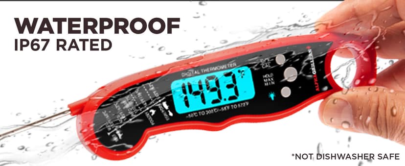 Alpha Grillers Meat Thermometer Digital - Instant Read Food Thermometer for Cooking Grilling Air Fryer Griddle Probe Kitchen Gadgets Essentials BBQ Accessories Grill Gifts for Men Him Dad Birthday