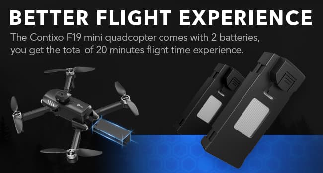 Contixo F19 Drone With 1080p HD FPV Camera, 20 Min Flight 360° Flips Brushless Motor RC Quadcopter With Altitude Hold, Obstacle Avoidance, Follow Me For Novice Beginner's Kids And Adults, 2 Batteries