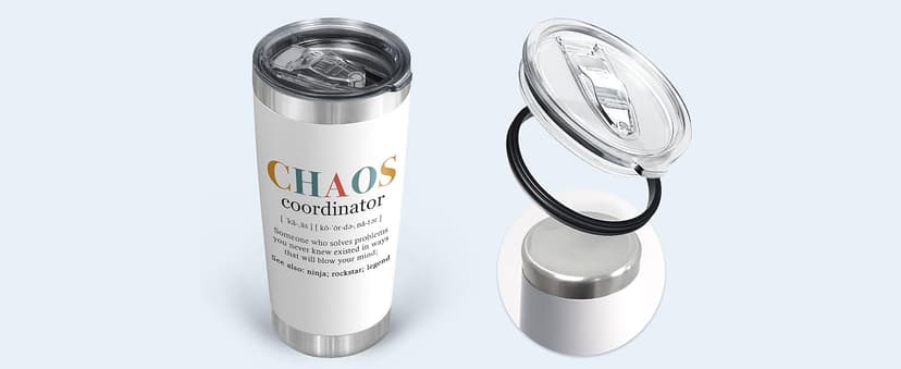 TEEZWONDER Thank You Gifts for Women - Chaos Coordinator 20 oz Stainless Steel Insulated Tumbler with Lid - Employee Appreciation Christmas Birthday Gifts for Women Coworkers Boss Teacher Nurse Friend