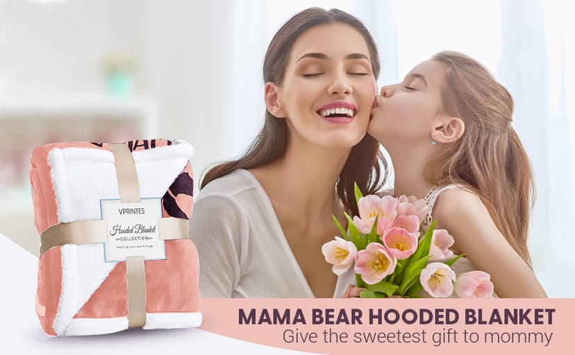 Vprintes Mama Pink Wearable Blanket Hoodie - Birthday Gifts for Mom from Daughter Son - Wife Birthday Gifts, Gifts for Wife from Husband