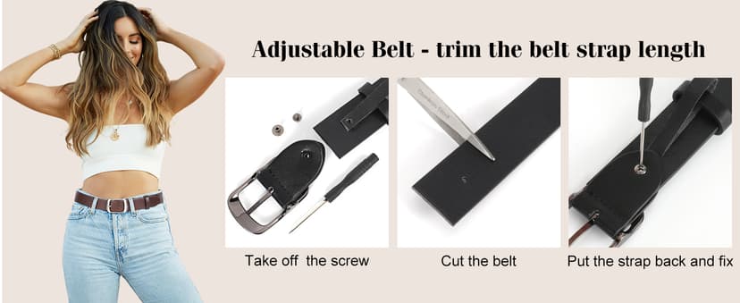 VONMELLI 2 Packs Women Leather Belts for Jeans Fashion Leather Ladies Waist Belt